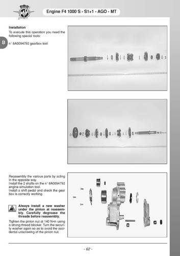 MV Agusta Service Engine Manual 2005 F4 1000 S, F4 1000 S 1+1 & F4 1000 AGO. - Picture 12 of 12