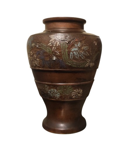 Anfang 20. Jh., japanische Champlevé Cloisonné Emaille Vase - 8,5 cm - Bild 4 von 7