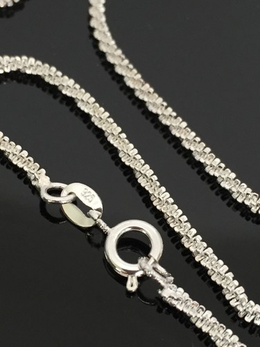 Sterling Silver, Sparkly Necklace, 44cm Long, Rope effect, 925 - Picture 3 of 5
