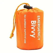 New 1 pc Emergency Sleeping Bag, Survival Bivvy Sack Blanket Gear with Whistle