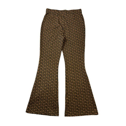 Anthropologie Sabine Flare Pants Brown Black Motif Size Small Comfy Stretch - Picture 6 of 15