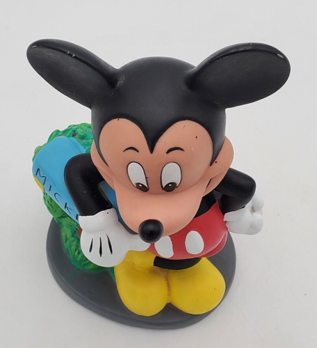 Vintage Mickey Mouse w/ Mailbox Hard Plastic PVC Coin Piggy Bank Disney 8" Tall - Picture 5 of 6