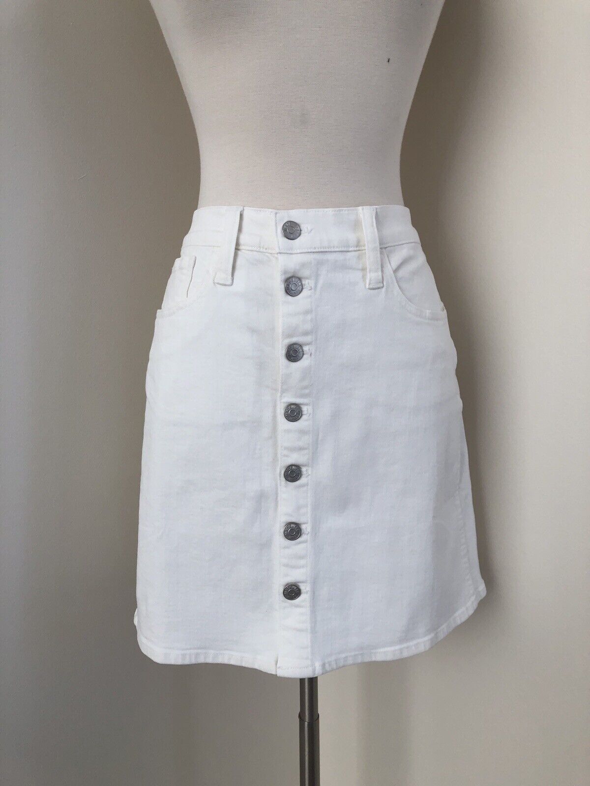 Madewell Stretch Denis Straight Mini kjol Button - Front Edition 29 J0563 vit Madewell Stretch Denis Straight Mini kjol Button - Front Edition 29 J0563 vit