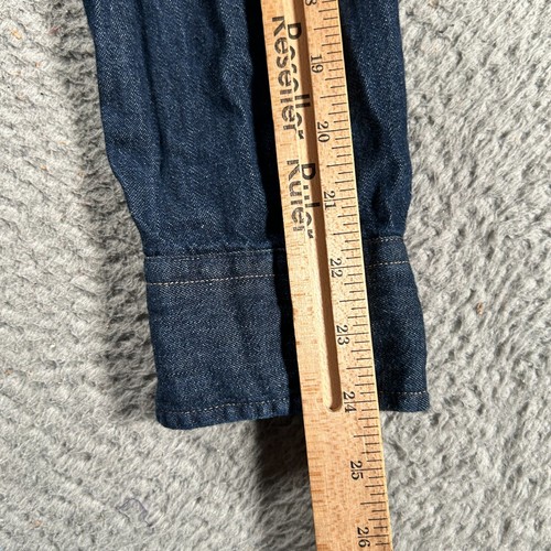 Camicia Levi Pearl Snap Denim Uomo Grande Lavaggio Scuro Manica Lunga Western Cowboy - Foto 10 di 11