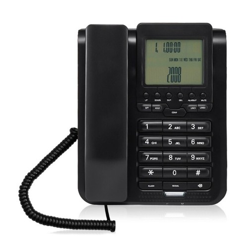Corded Desk Telephone With Caller Storage Backlits Display Volumes Control White