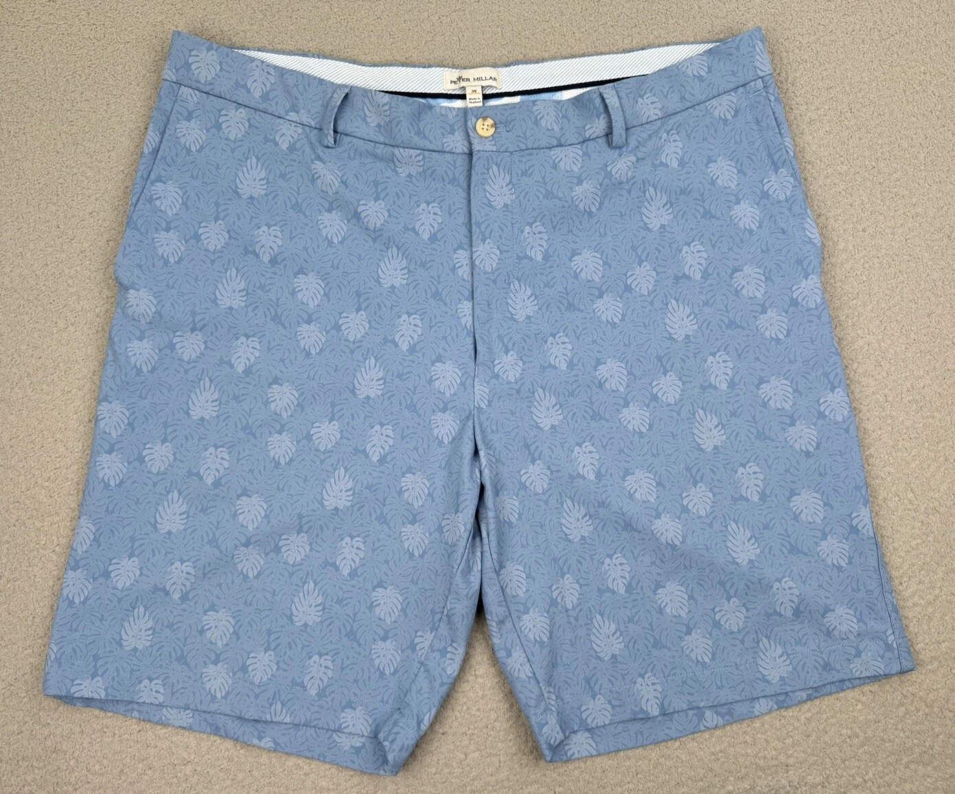 Peter Millar Shorts Mens 38 Blue 9" Palm Print Carrboro Golf Performance Casual