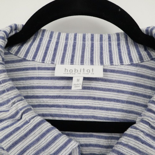 Habitat Striped Shirt Womens M Blue Coastal Relaxed Boho Resort Wear Cruise Prep - 第 2/20 張圖片