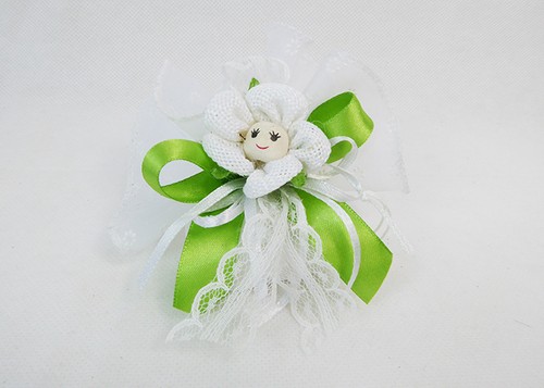 Bomboniera Tulle Bianco Fiori Con Margherita Cotone Sorridente - Imagen 1 de 2