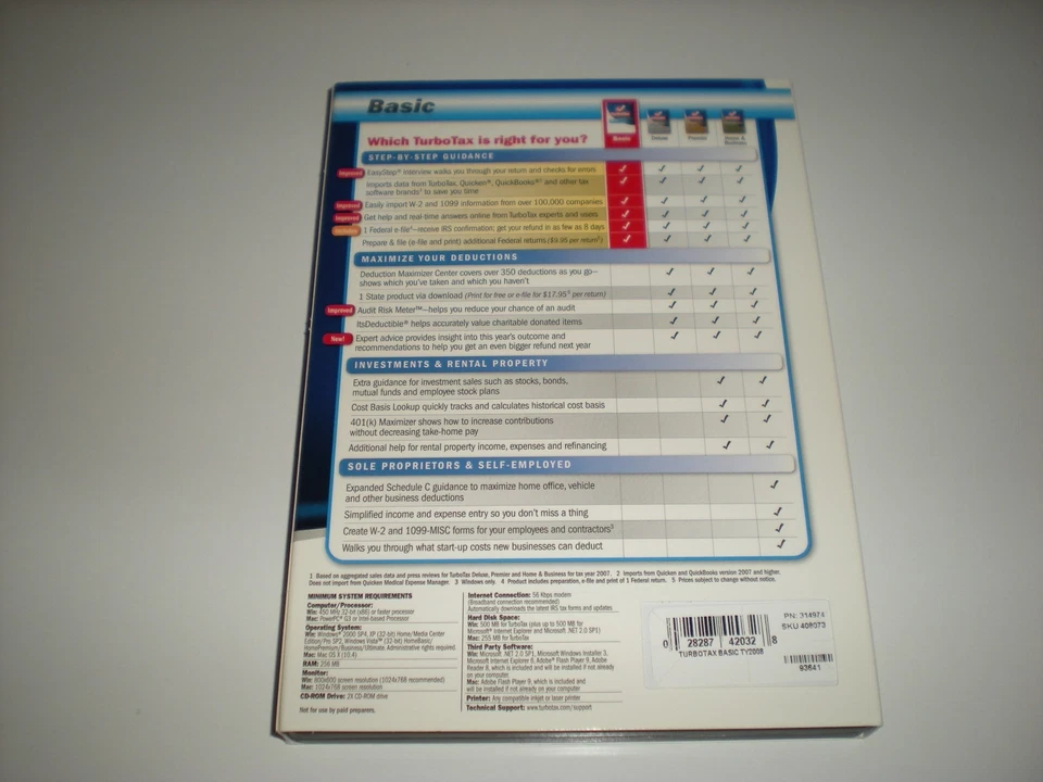 Turbotax 2008 Basic with free e-file. New in box. - Image 2 of 2