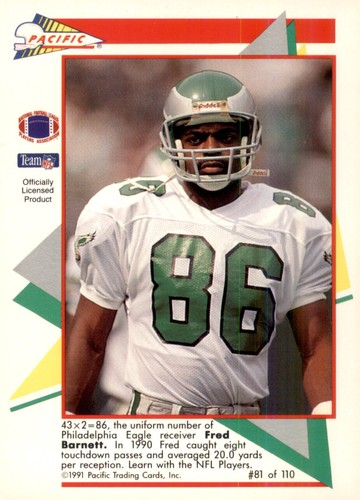 S2R7: 1991 Pacific Trading Cards Football Flash Cards 1-110 (pick a card) - Picture 159 of 218