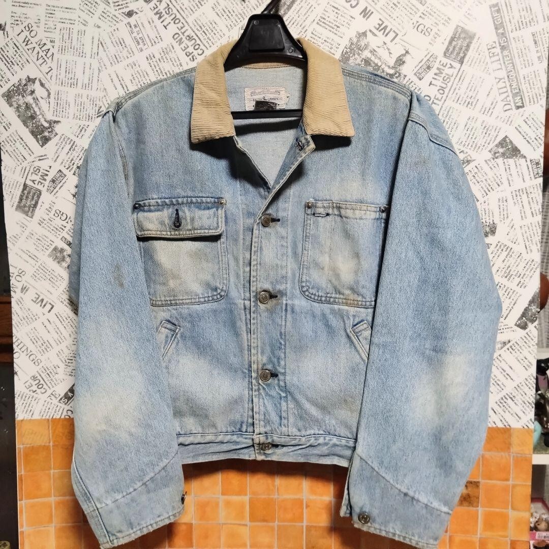 ジャケット・アウター POLO RALPH LAUREN 80s 90s denim jacket VTG 80s 90s Polo Ralph Lauren Denim Plaid Lined Jacket Size