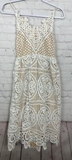 Two Sisters The Label Annabelle Midi Dress Sz 6 Crochet Lace Sheer Festival