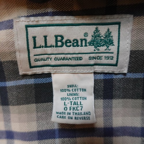 LL Bean Men's Size Large Tall Canvas Shirt Flannel Lined Button-up 0 FKC7 Work - Picture 3 of 12