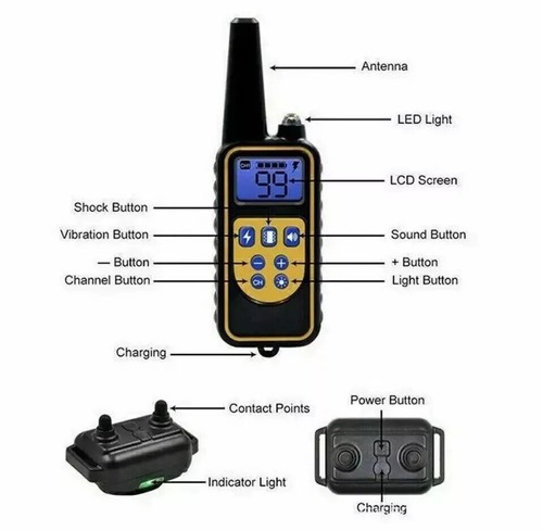 COLLARE 800M IMPERMEABILE TELECOMANDO CANI SCOSSA ELETTRICO ADDESTRAMENTO LCD IT - Foto 2 di 6