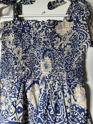 Umgee Women Boho Spaghetti Strap Maxi Summer Dress Tie Shoulder Sleeveless Sz L - Picture 4 of 12