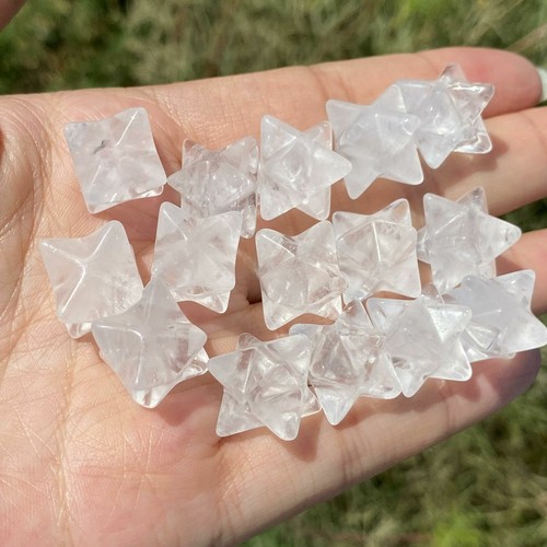 Calavera de cristal de cuarzo natural transparente Merkaba tallada a mano Reiki curación 5 piezas - Imagen 2 de 7