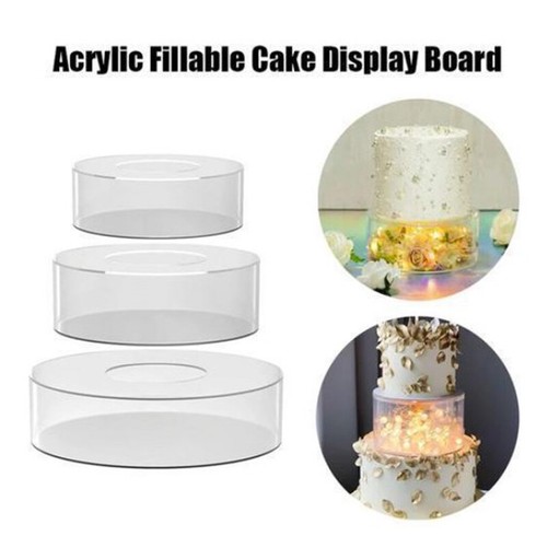 Acrylic Cake Separator Wedding Cake Fillable Clear Tier Cake Display Stand UK - Picture 8 of 19