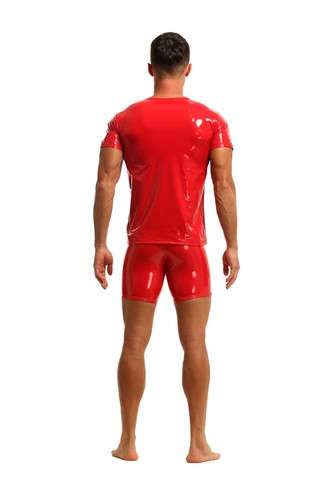 Herren T-Shirt Leder Lack Latex Optik Wetlook Clubwear Männer Sexy Unterwäsche - Bild 7 von 8
