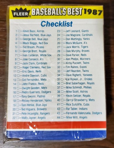 FLEER 1987 Baseball BEST SLUGGER vs. PITCHERS set completo SIGILLATO in fabbrica - Foto 2 di 2