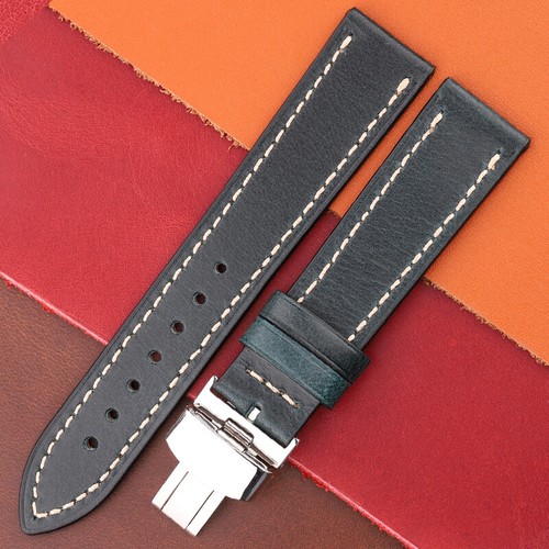 Genuine Leather Watch Strap Band 5 Colors 18 20 22 24 mm Belt Deployment Clasp - Picture 13 of 14