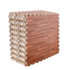 24X24" Wood Grain EVA Interlocking Foam Floor Tiles  Home Gym 25 Pack 93 SQ FT