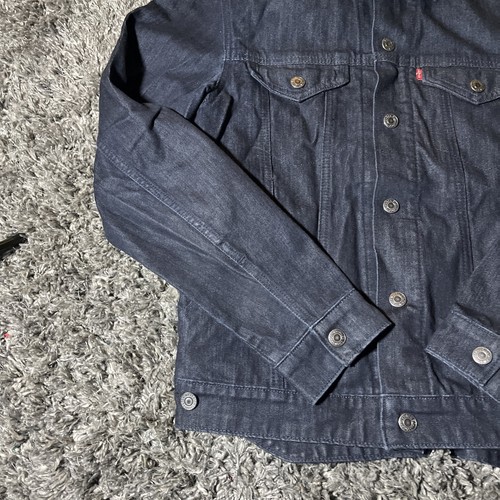 Levi Strauss & Co Denim Jeans Trucker Jacke indigoblau Herren S versteckte Kapuze gebraucht, in einwandfreiem Zustand - Bild 4 von 24