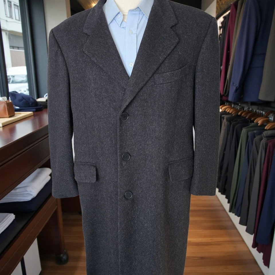 Hickey Freeman Overcoat 40s Charcoal Soft Flannel Wool Tailored - Image 4 of 4