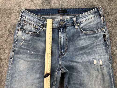 Silver Jeans Co. Jeans Mens 34x32 Craig Distressed Straight Leg Stretch Denim - Picture 7 of 20