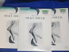 New 3 Pack Sheer Caress Silky Sheer Panty Hose Average Size Smoke Grey 88