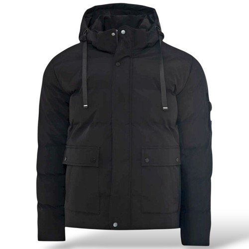 Soul Star Herren gefütterte Jacke mit Kapuze - stilvoller warmer Wintermantel mit Reißverschluss & Druckknopf  - Bild 3 von 5