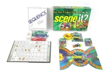 Lot of 2 Family Board Games 2004 Jax Sequence 1991 2004 Mattel Scene It Jr