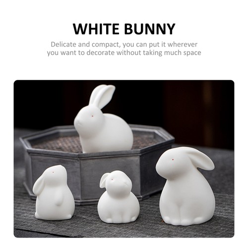 Cerámica Conejo Adorno Oficina Bebé Blanco Porcelana Estatuilla Conejito Escritorio - Imagen 6 de 12