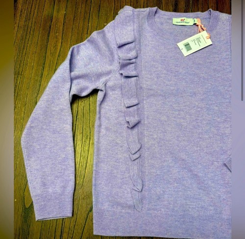 NWT Vineyard Vines Girls Purple Sweater Size L Ruffles Wool Nylon Cashmere Blend - Picture 3 of 8