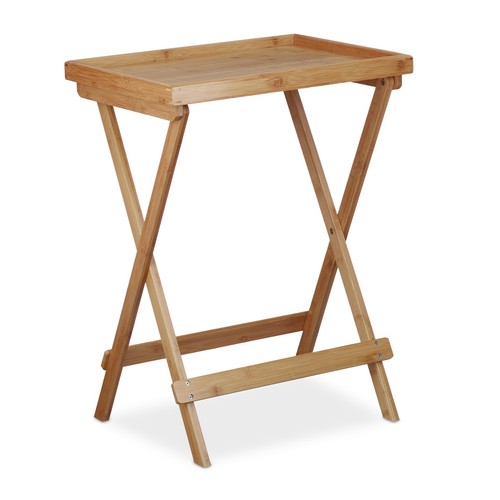 Tray table Lightweight Weatherproof Bamboo Side Table Outdoor Serving Table - Picture 9 of 9