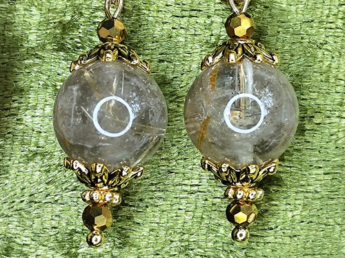 Ohrringe echt RUTILQUARZ GOLD Edelstein 12mm Anti-Stress Heilstein Geburtsstein - Bild 6 von 17