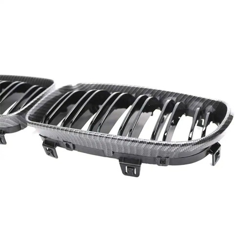 For BMW E81 E82 E87 2008-2011 ABS Carbon+Black Dual Slat Car Front Bumper Grille - Picture 6 of 7