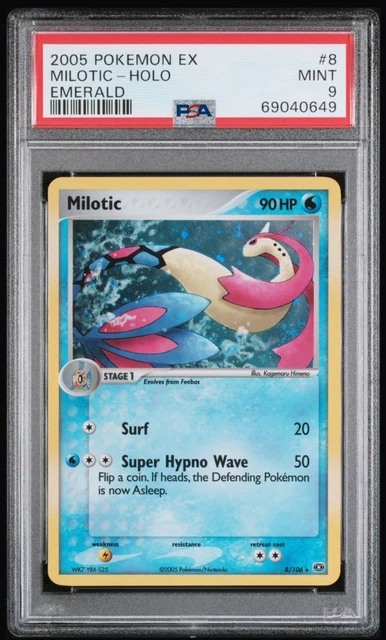 Pokemon 2005 EX Emerald Milotic Holo Rare 8/106 EN PSA 9 low pop