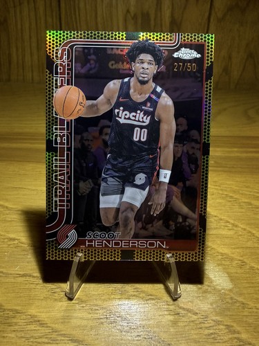 Scoot Henderson Gold /50 2025-26 Topps Chrome Trailblazers #166 Wave