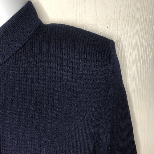 Cárdigan Blazer Suéter Largo Azul Marino Botones Tejido Santana Talla 14 St John Basics - Imagen 7 de 16