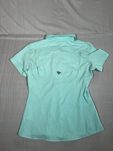 Columbia PFG Womens Shirt Button sun Fishing Outdoors Quick Dry Blue Teal (A20) - Foto 5 di 6