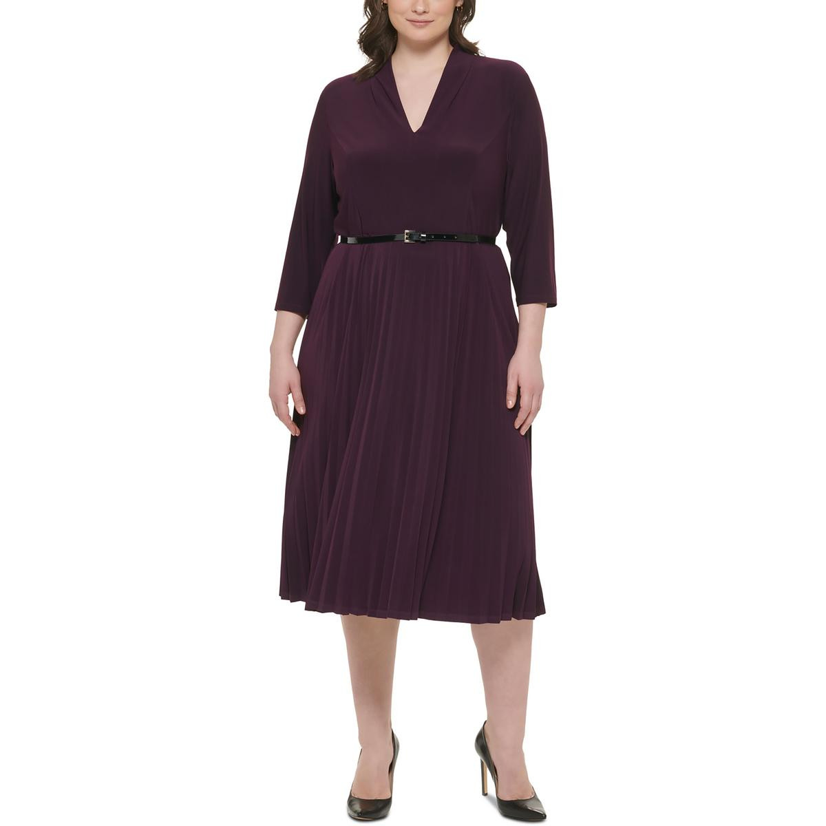 Женское фиолетовое плиссированное платье из джерси Tommy Hilfiger Fit & Flare Plus 22W BHFO 9288