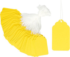 Price Tags, 500 Pcs Yellow Paper Gift Tags with String, 2.76" X 1.69" Blank Mark