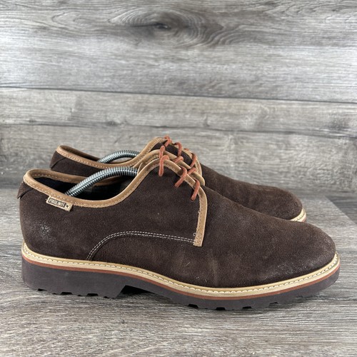 Pikolinos Shoes Mens Size 10.5 Brown Suede Derby Oxford Lace Up Lug Sole Casual - Picture 1 of 13