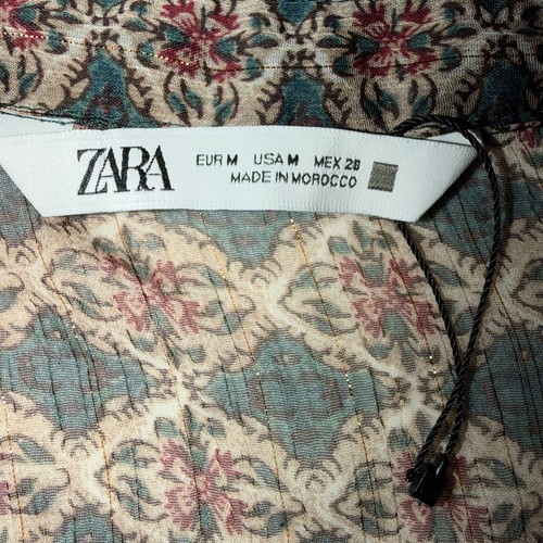 Zara Damenbluse Größe M grün hellbraun transparent Knopfleiste Langarm - Bild 4 von 7