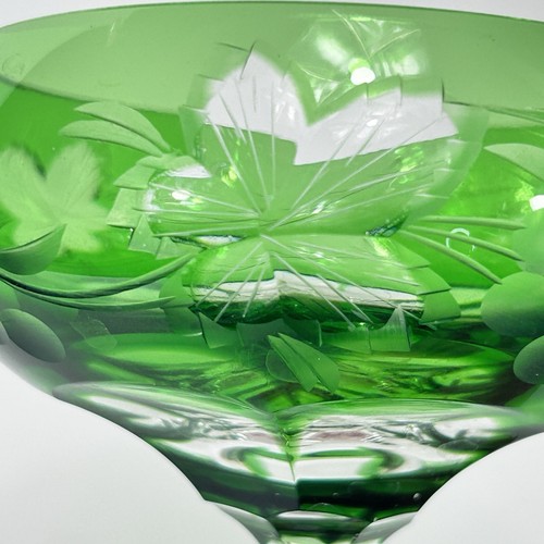 LAUSITZER LA16 Champagne Sherbet Green Cut to Clear Crystal Floral & Grapes - Picture 11 of 13