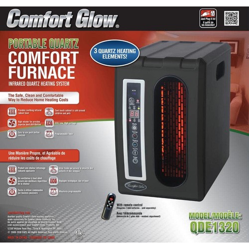 1500-Watt 3-Elements Black Compact Electric Quartz Infrared Heater with Remote - Bild 2 von 5