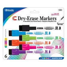 BAZIC Bright Colors Magnetic Dry-Erase Markers (6/Pack), pack of 12