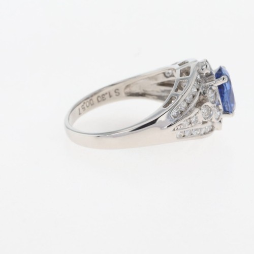 sapphire design ring Platinum ring melee diamond Ring Pt900 sapphire diamond... - Picture 7 of 8