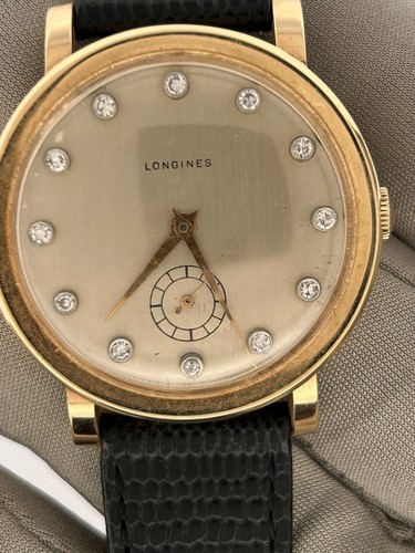 Longines 14k solid Gold watch with Diamond Dial manual wind - Picture 1 of 10