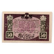 1920 Austria Amstetten Notgeld 50 Heller Note (1114)